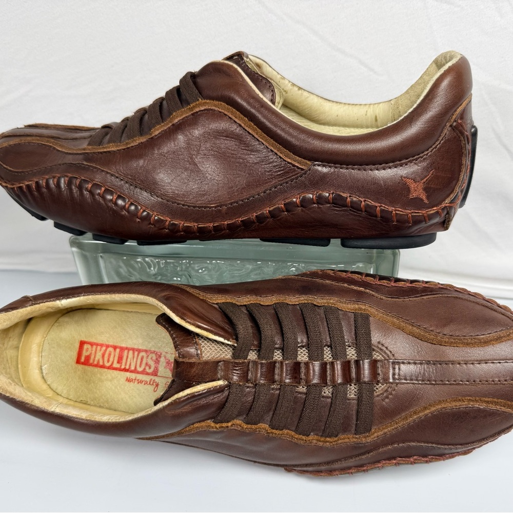 PIKOLINOS Fuencarral Made in Spain lightweight Brown Leather Slip-On Loafers